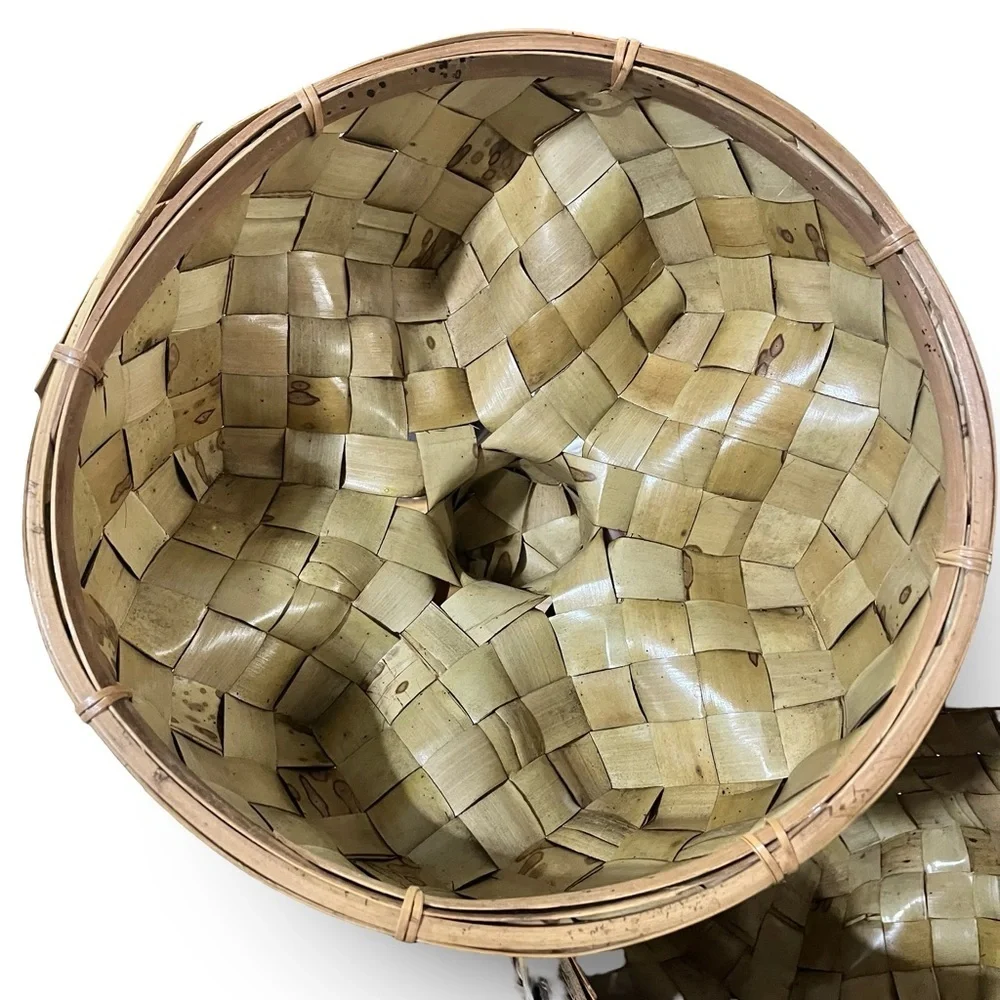 Large Vintage Handwoven Lidded Basket